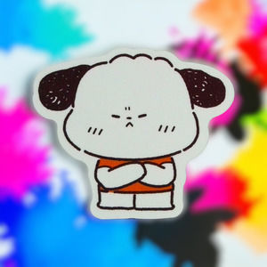 Puppy Dog Upset Mad Angry Grumpy Crossed Arms Orange Chibi Kawaii Sticker